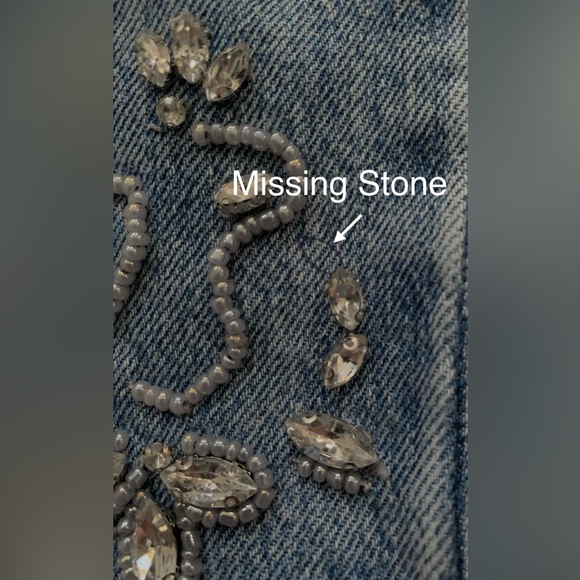 Zara Basic Z1975 Denim Jeans with Embellishments and Frayed Hem • Size 4 - Picture 7 of 14